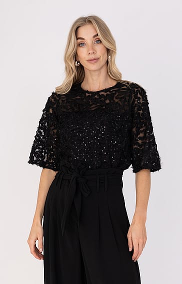 Sequin Top with Short Sleeves